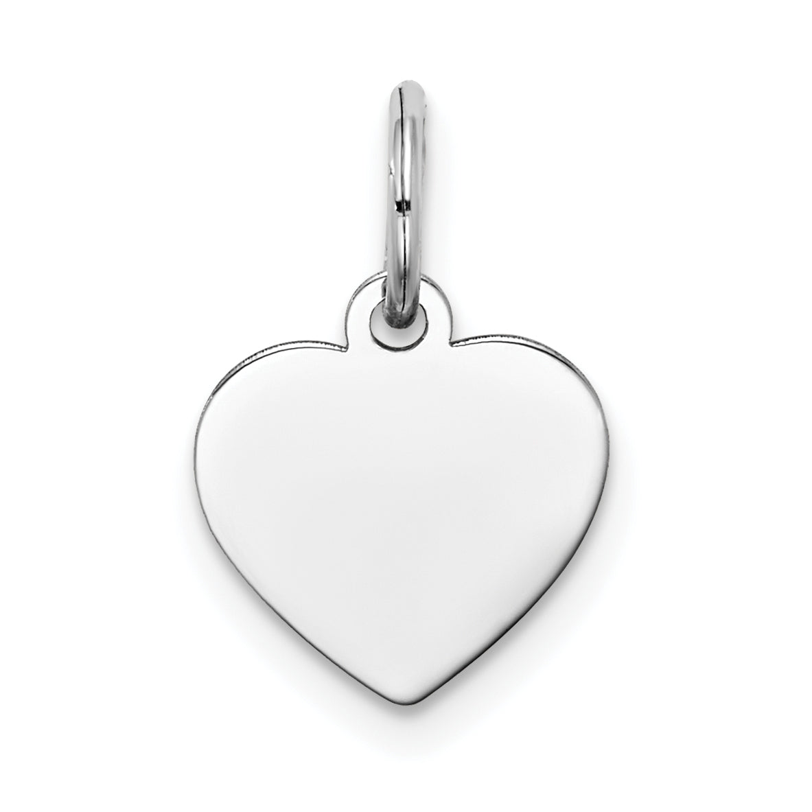 14K White Gold Plain .009 Gauge Engravable Heart Charm