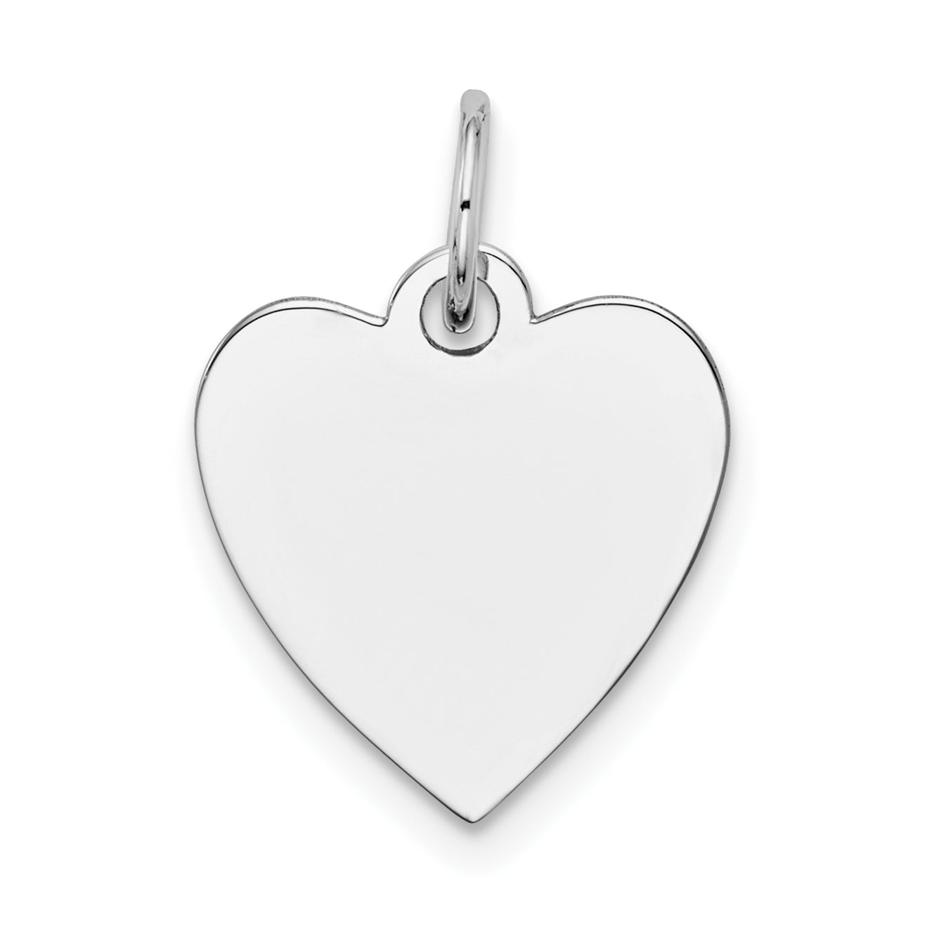 14K White Gold Plain .009 Gauge Engravable Heart Charm