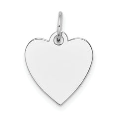 14K White Gold Plain .013 Gauge Engravable Heart Charm