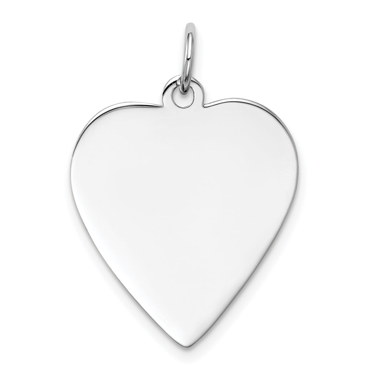 14K White Gold Plain .013 Gauge Engravable Heart Charm