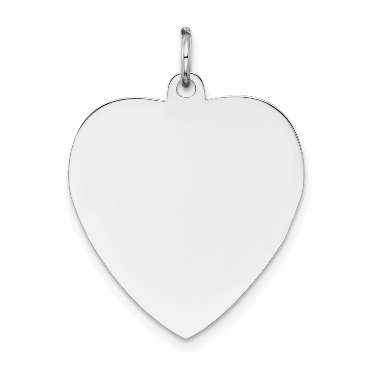 14K White Gold Plain .013 Gauge Engravable Heart Charm