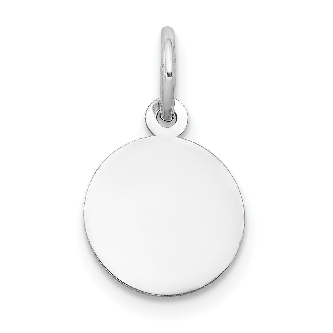 14K White Gold Plain .018 Gauge Round Engravable Disc Charm