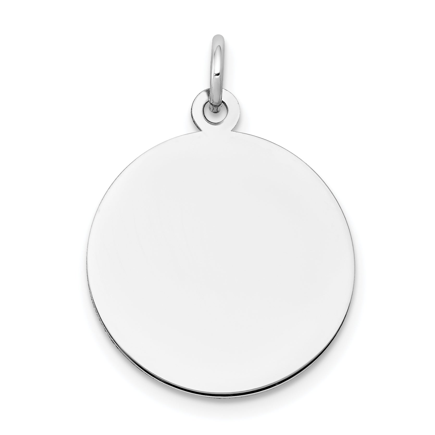 14K White Gold Plain .018 Gauge Round Engravable Disc Charm