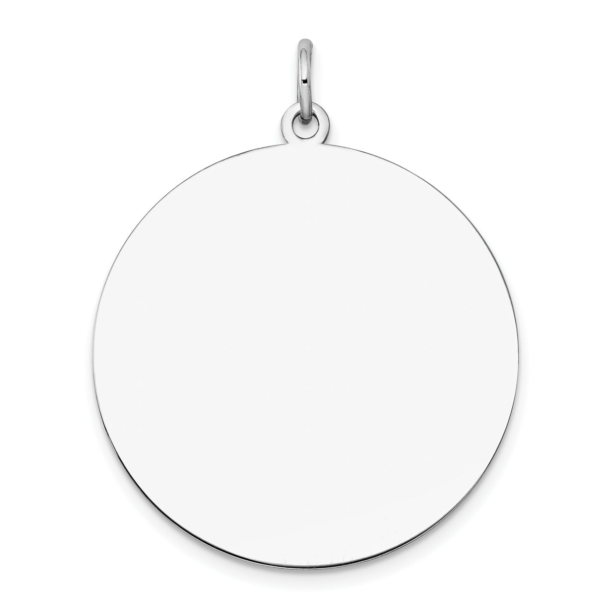 14K White Gold Plain .027 Gauge Round Engravable Disc Charm