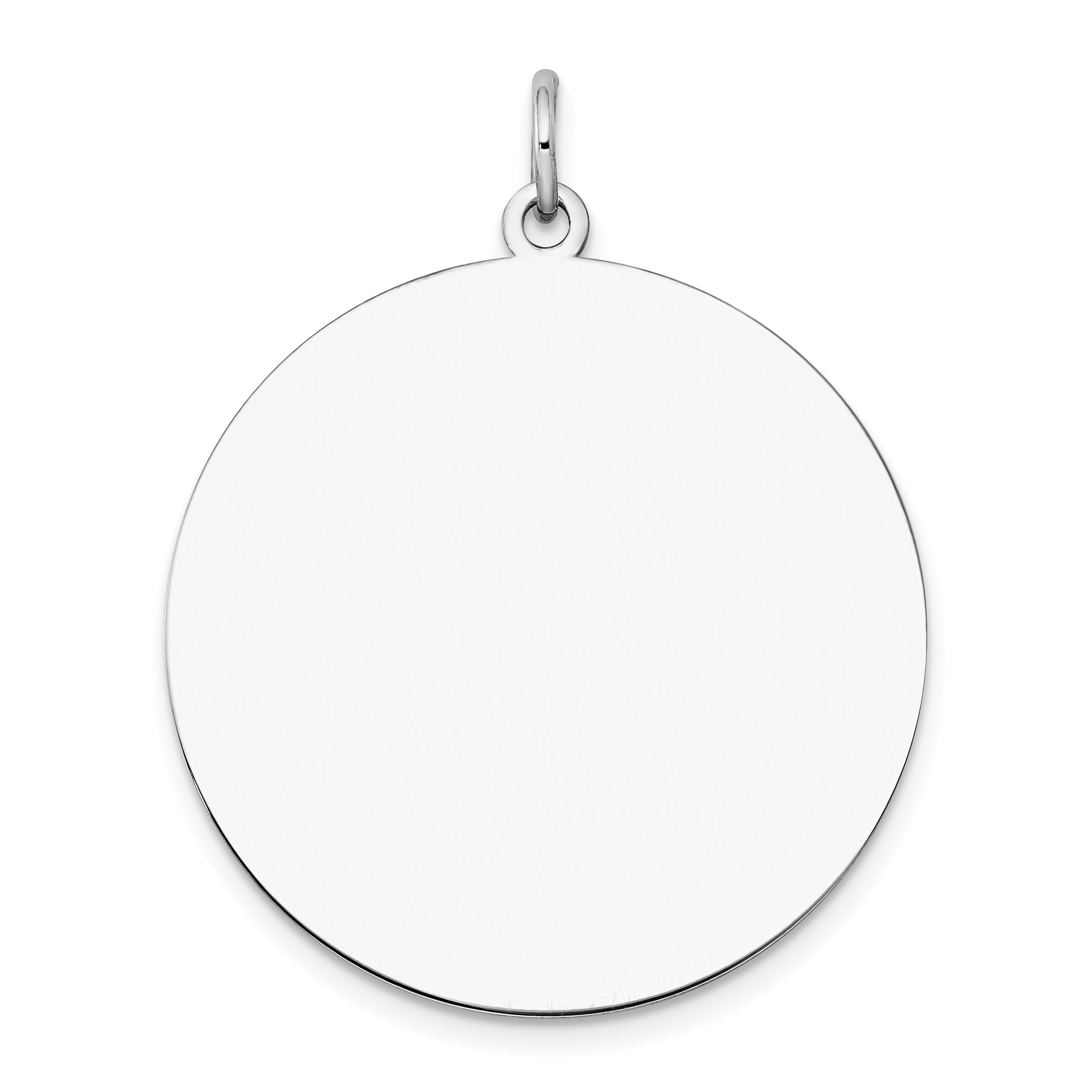 14K White Gold Plain .018 Gauge Round Engravable Disc Charm