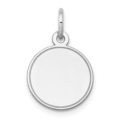 14K White Gold Plain .013 Gauge Round Engravable Disc Charm