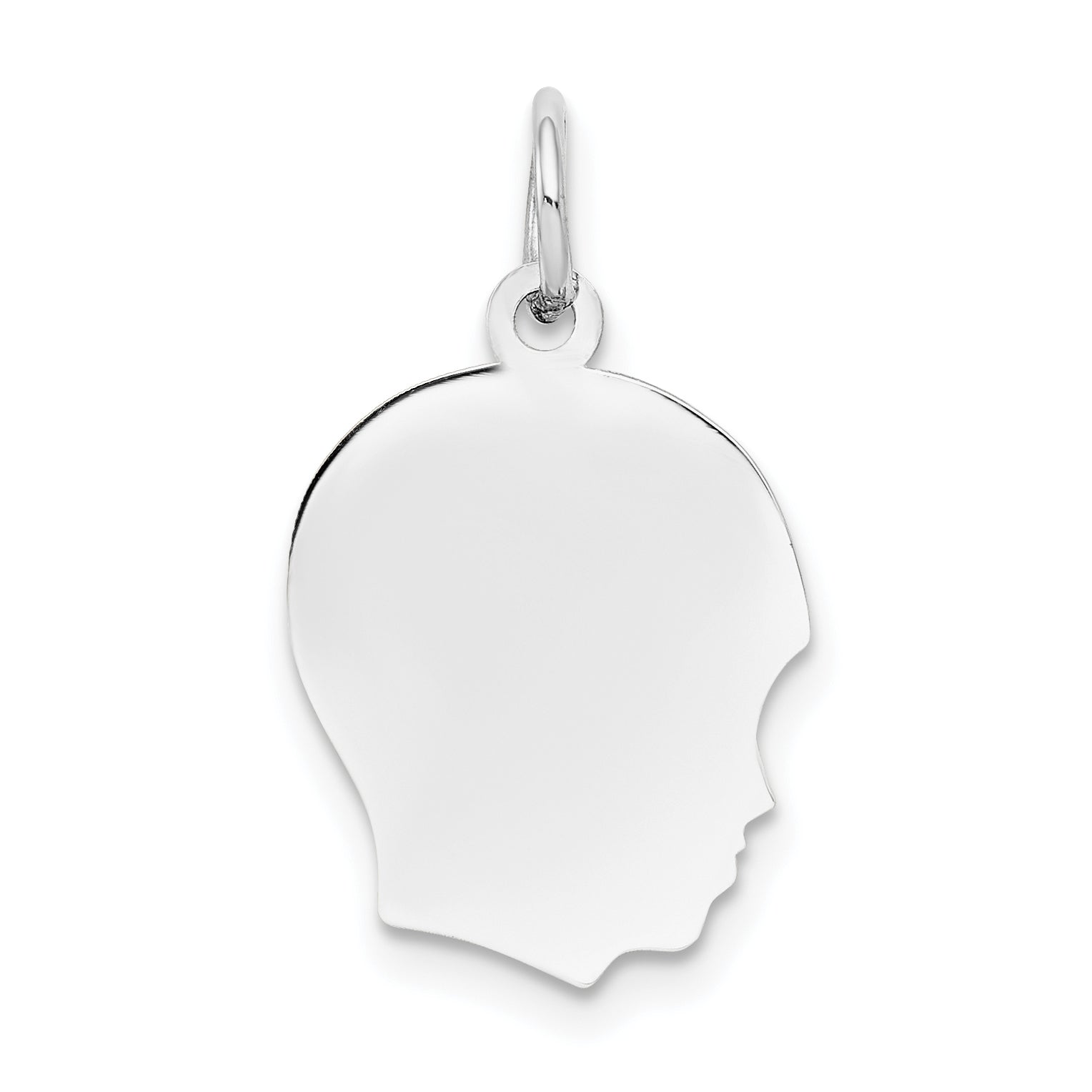 14K White Gold Plain Medium Facing Right Engravable Boy Charm