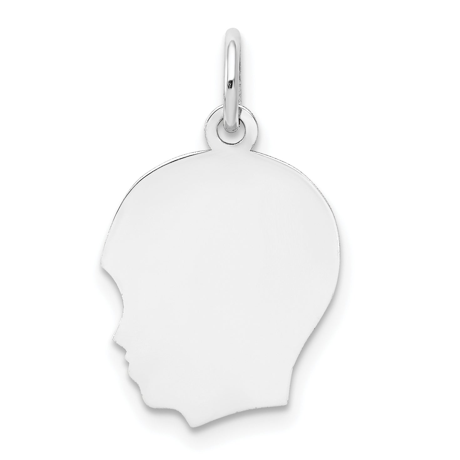 14K White Gold Plain Medium Facing Left Engravable Boy Charm