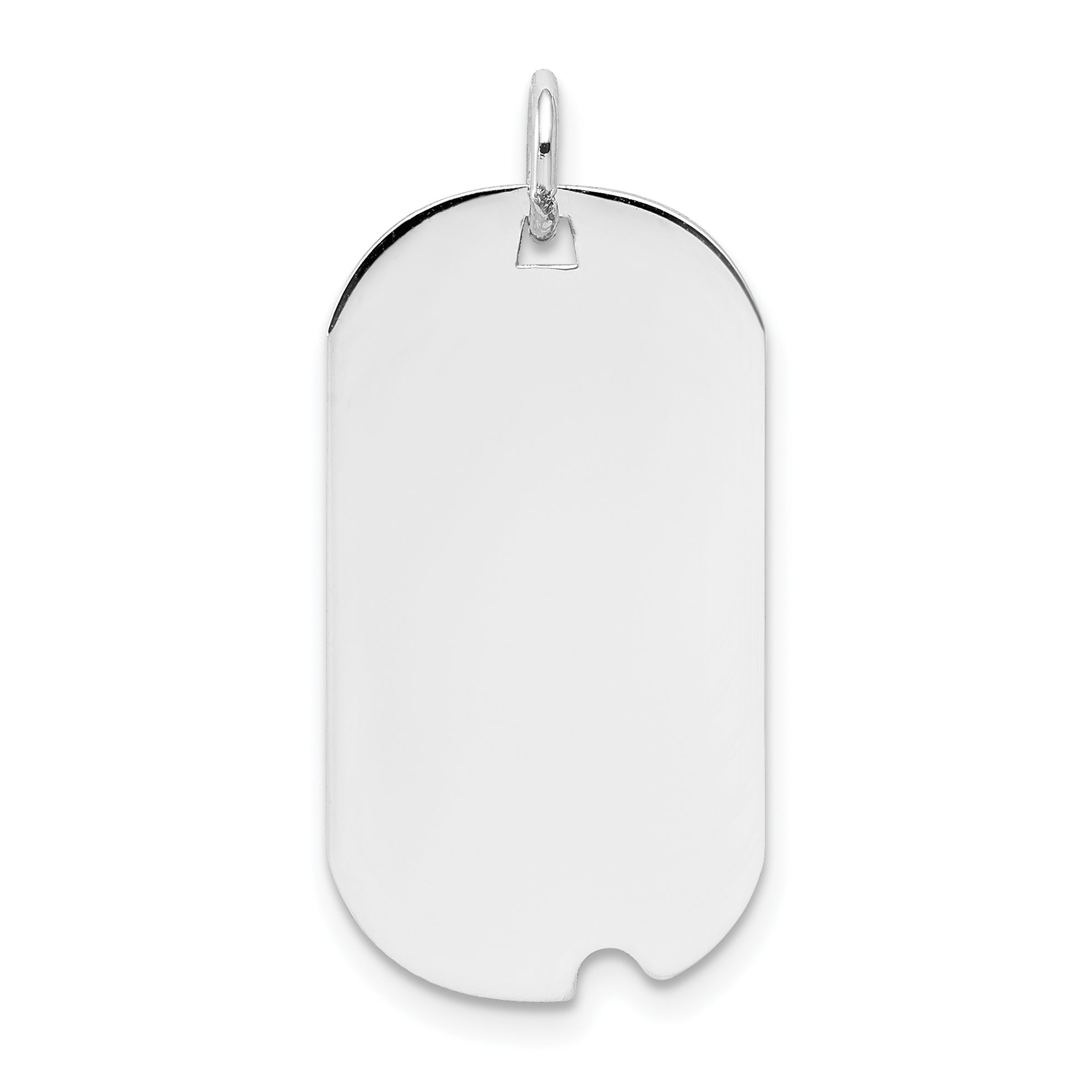 14K White Gold Plain .009 Gauge Engravable Dog Tag w/Notch Disc Charm