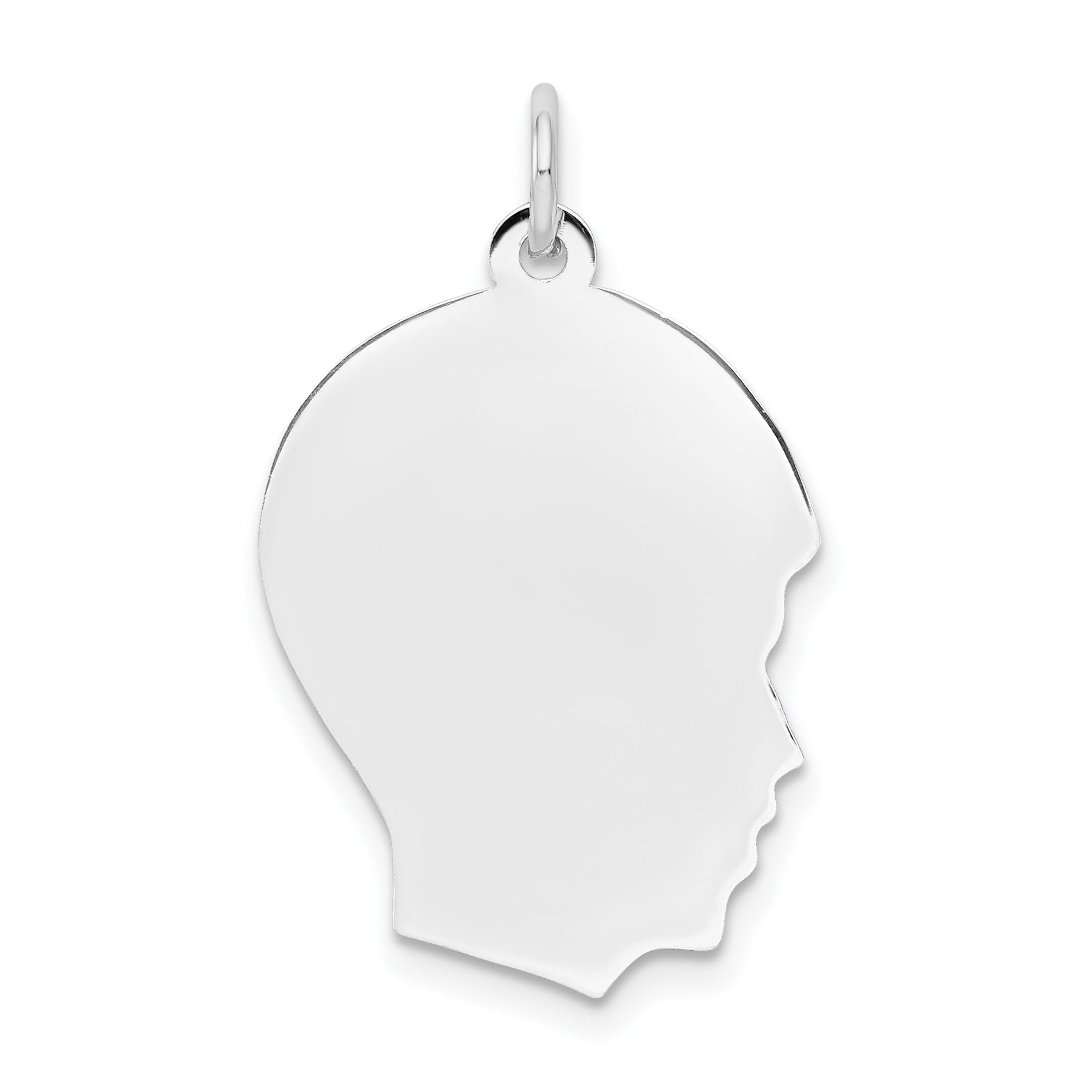 14K White Gold Plain Medium Facing Right Engravable Boy Charm