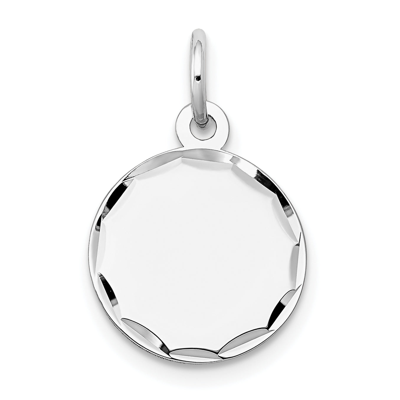 14K White Gold Etched .009 Gauge Engraveable Round Disc Charm