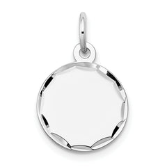 14K White Gold Etched .011 Gauge Engraveable Round Disc Charm