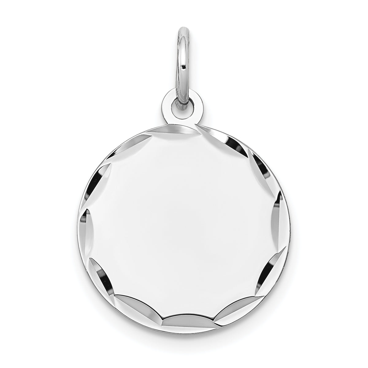 14K White Gold Etched .011 Gauge Engraveable Round Disc Charm