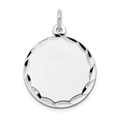 14K White Gold Etched .011 Gauge Engraveable Round Disc Charm