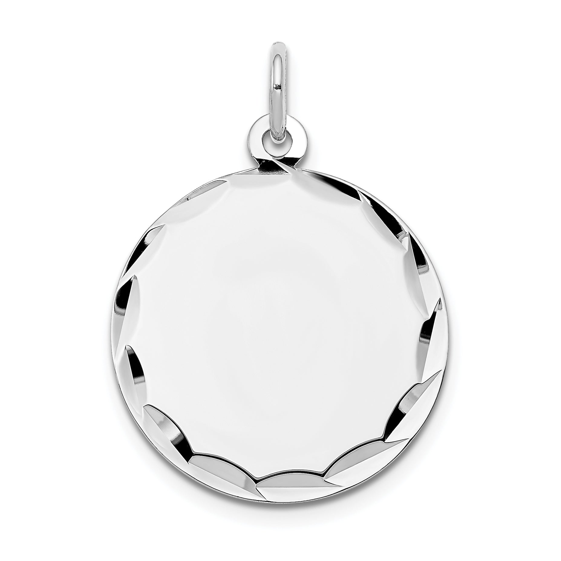 14K White Gold Etched .013 Gauge Engraveable Round Disc Charm