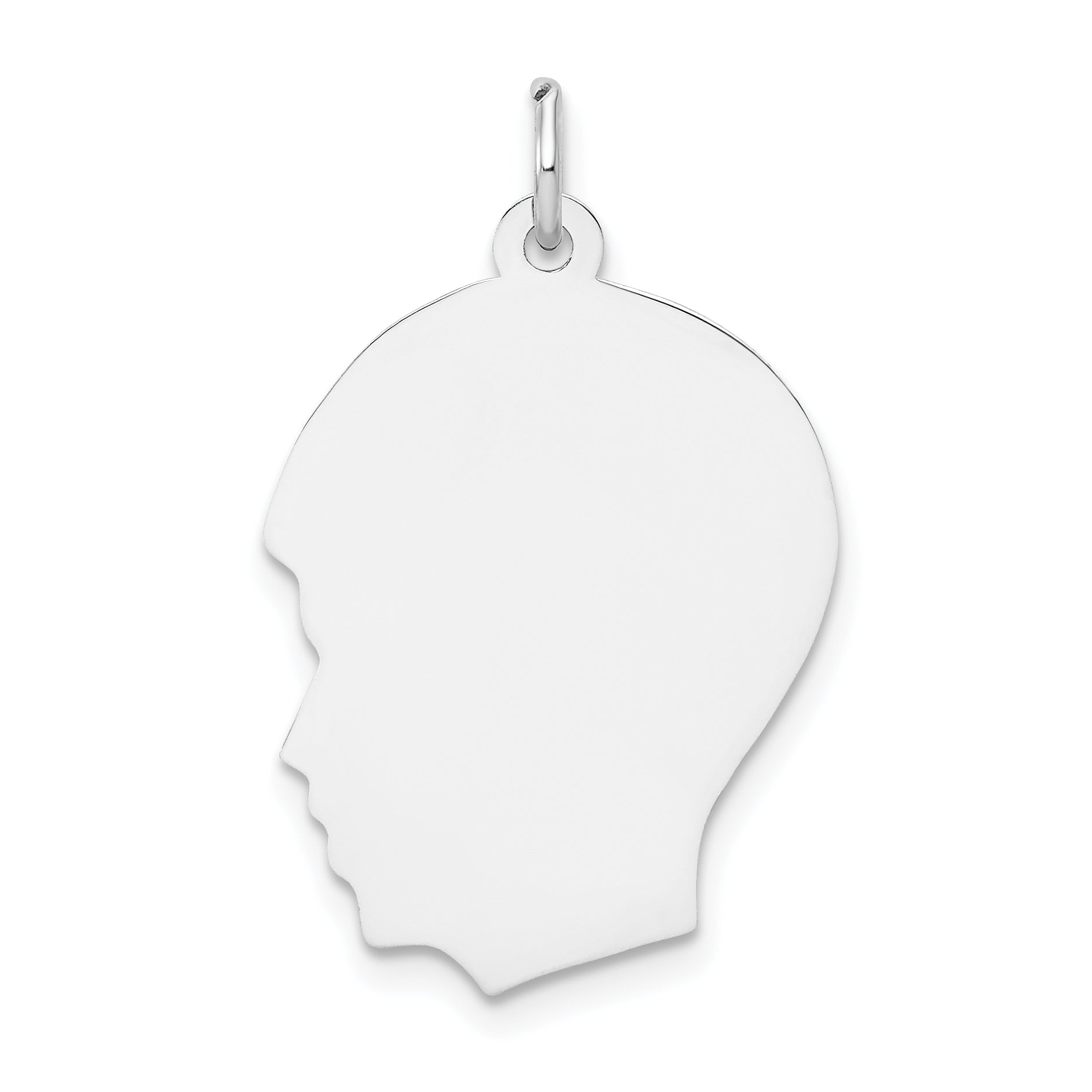 14K White Gold Plain Medium Facing Left Engravable Boy Charm