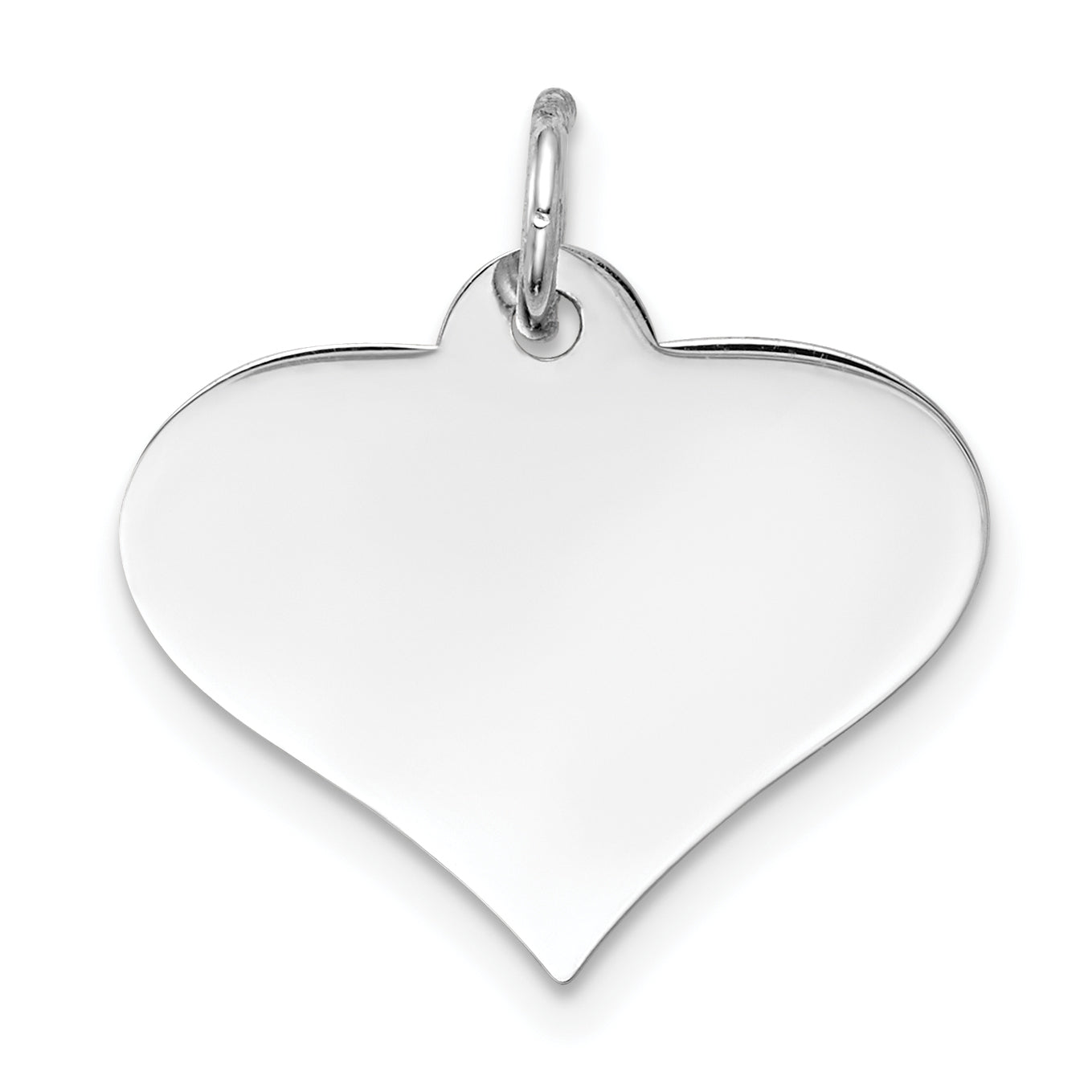 14K White Gold Plain .013 Gauge Engraveable Heart Disc Charm