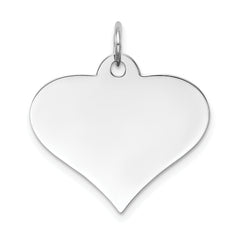 14K White Gold Plain .035 Gauge Engraveable Heart Disc Charm