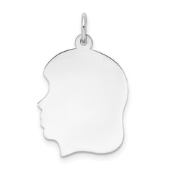 14K White Gold Plain Medium Facing Left Engravable Girl Charm