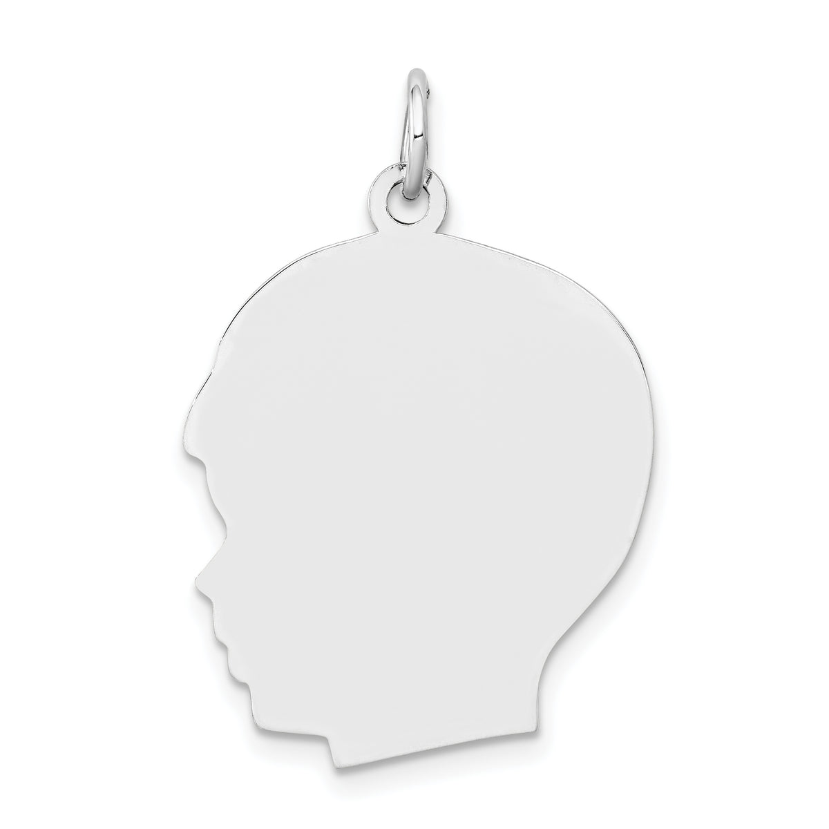 14K White Gold Plain Large Facing Left Engravable Boy Charm