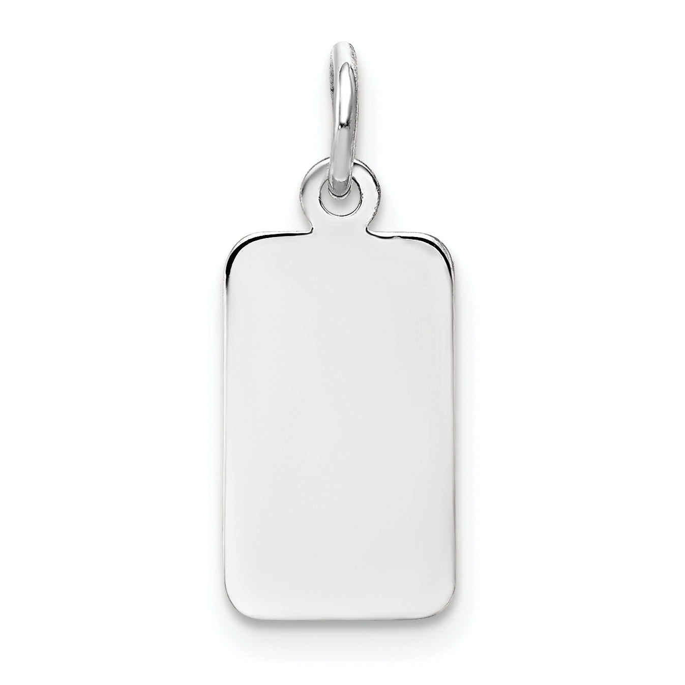 14K White Gold Plain .011 Gauge Rectangular Engravable Charm