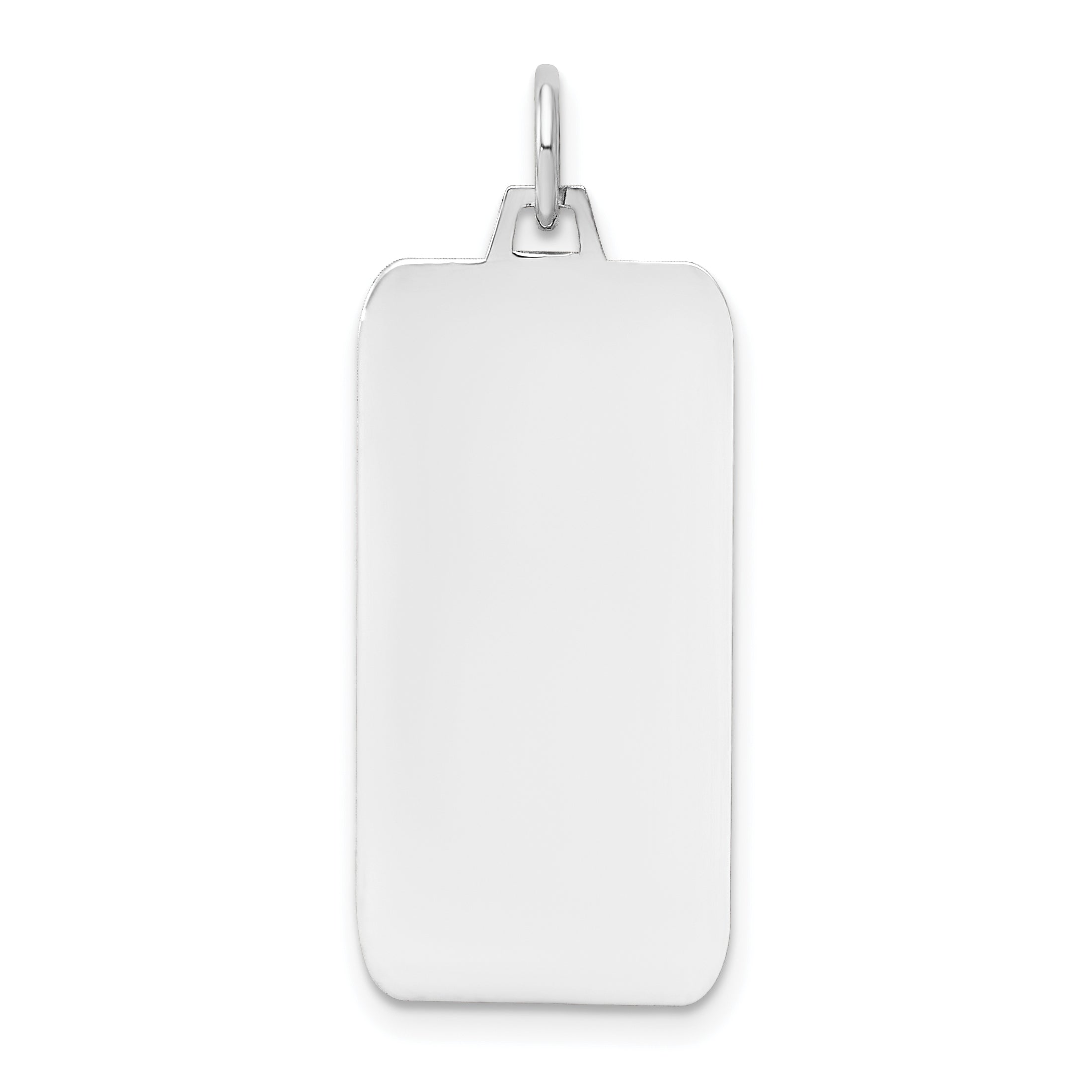 14K White Gold Plain .018 Gauge Rectangular Engravable Dog Tag