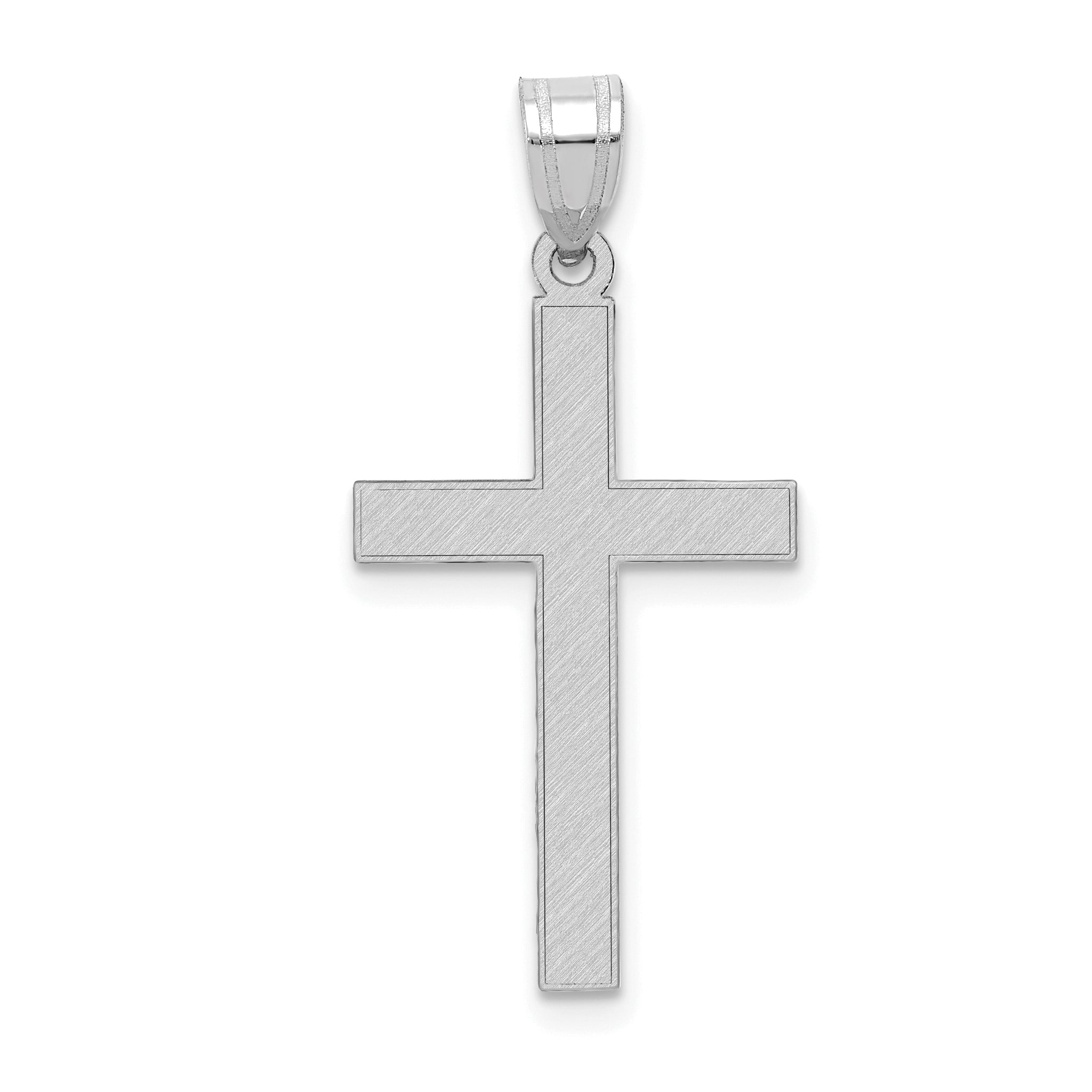 14k White Gold Florentine Satin Latin Cross Pendant