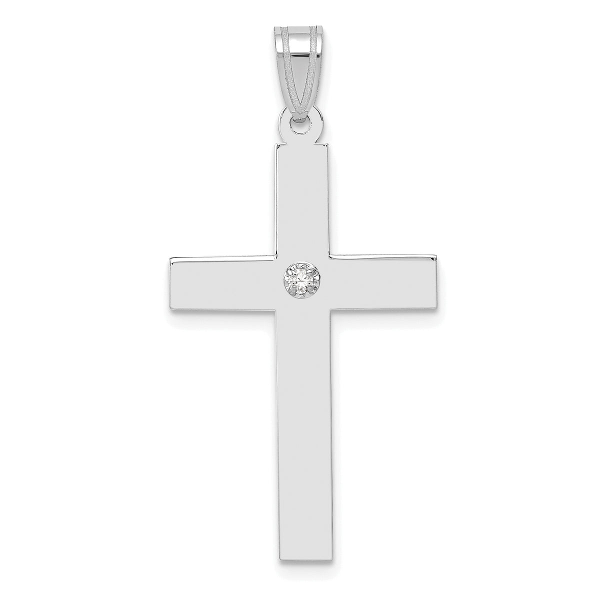 14k White Gold .02ct. Diamond Cross Pendant