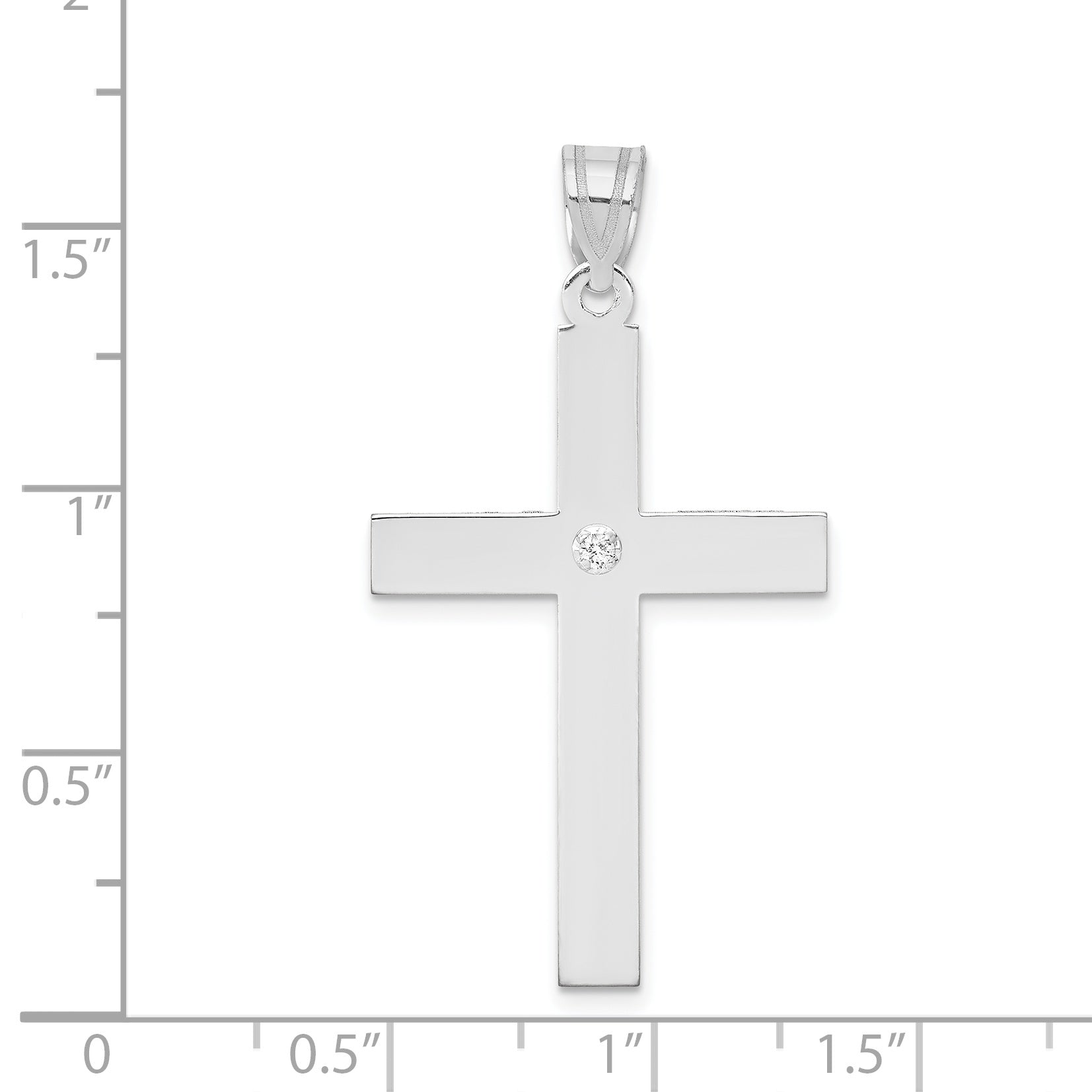 14K White Gold .02ct. Diamond Cross Pendant