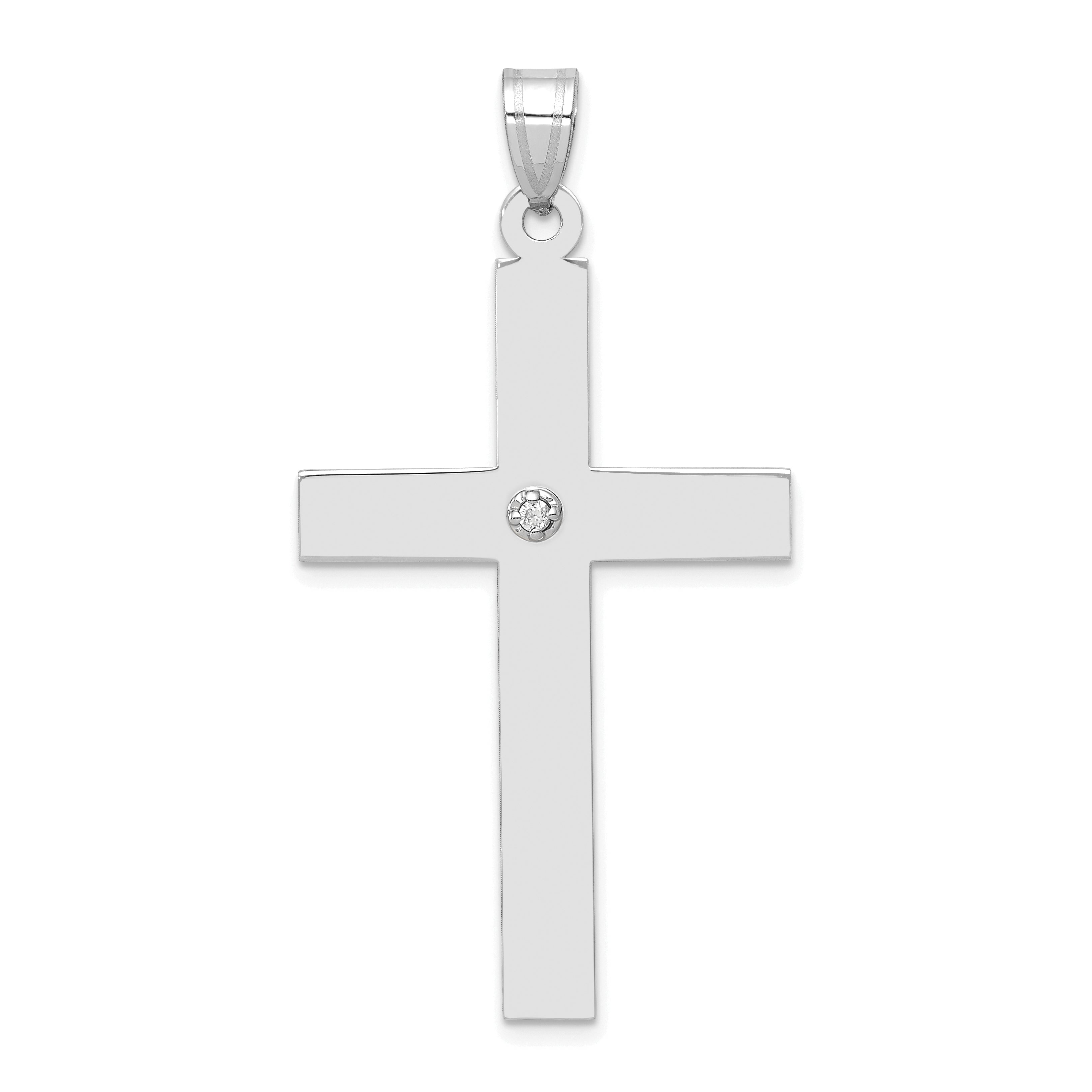 14k White Gold .03ct. Diamond Cross Pendant