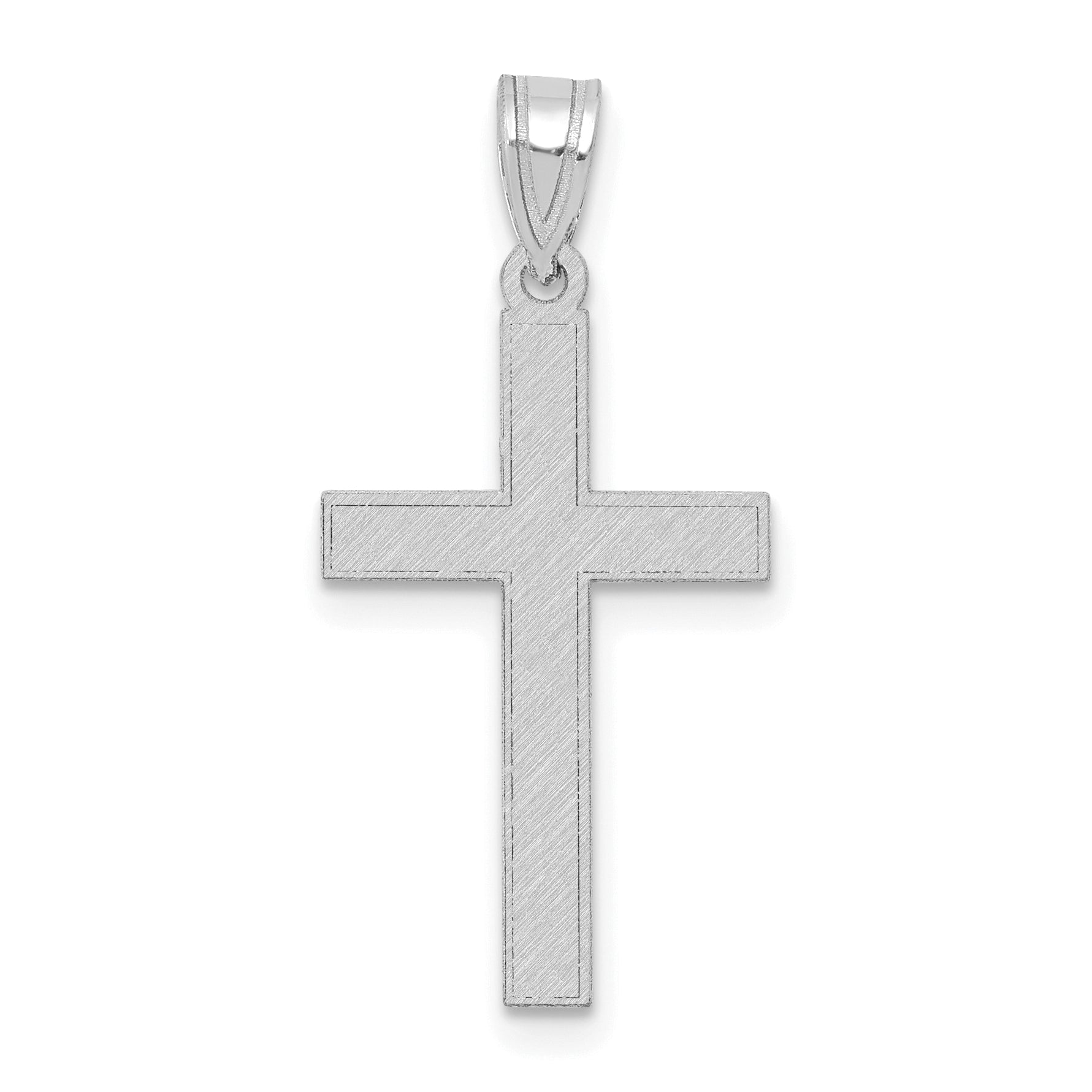 14k White Gold Florentine Satin Latin Cross Pendant