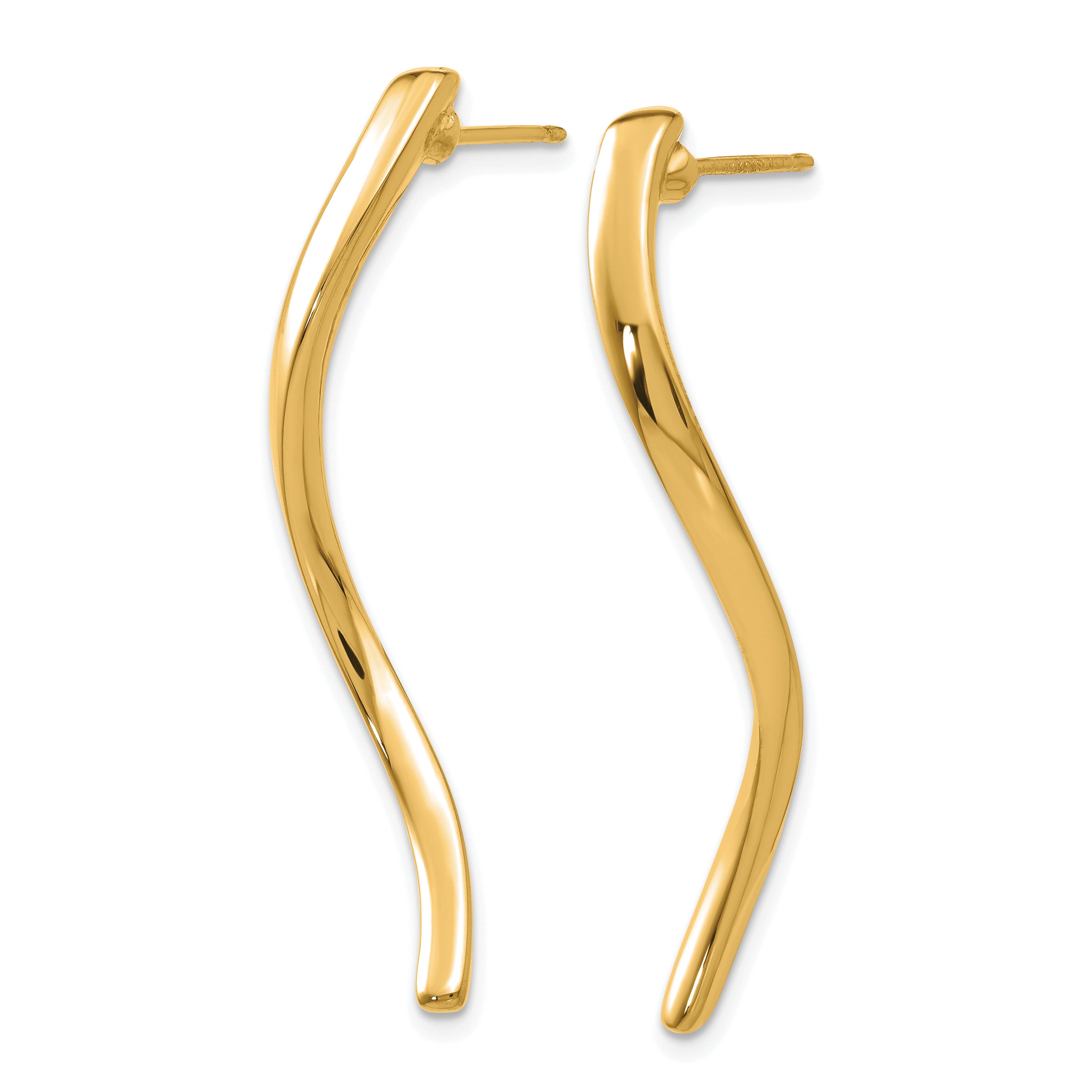 14k Long Curled Post Earrings