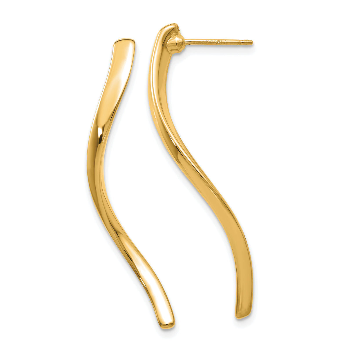 14k Long Curled Post Earrings