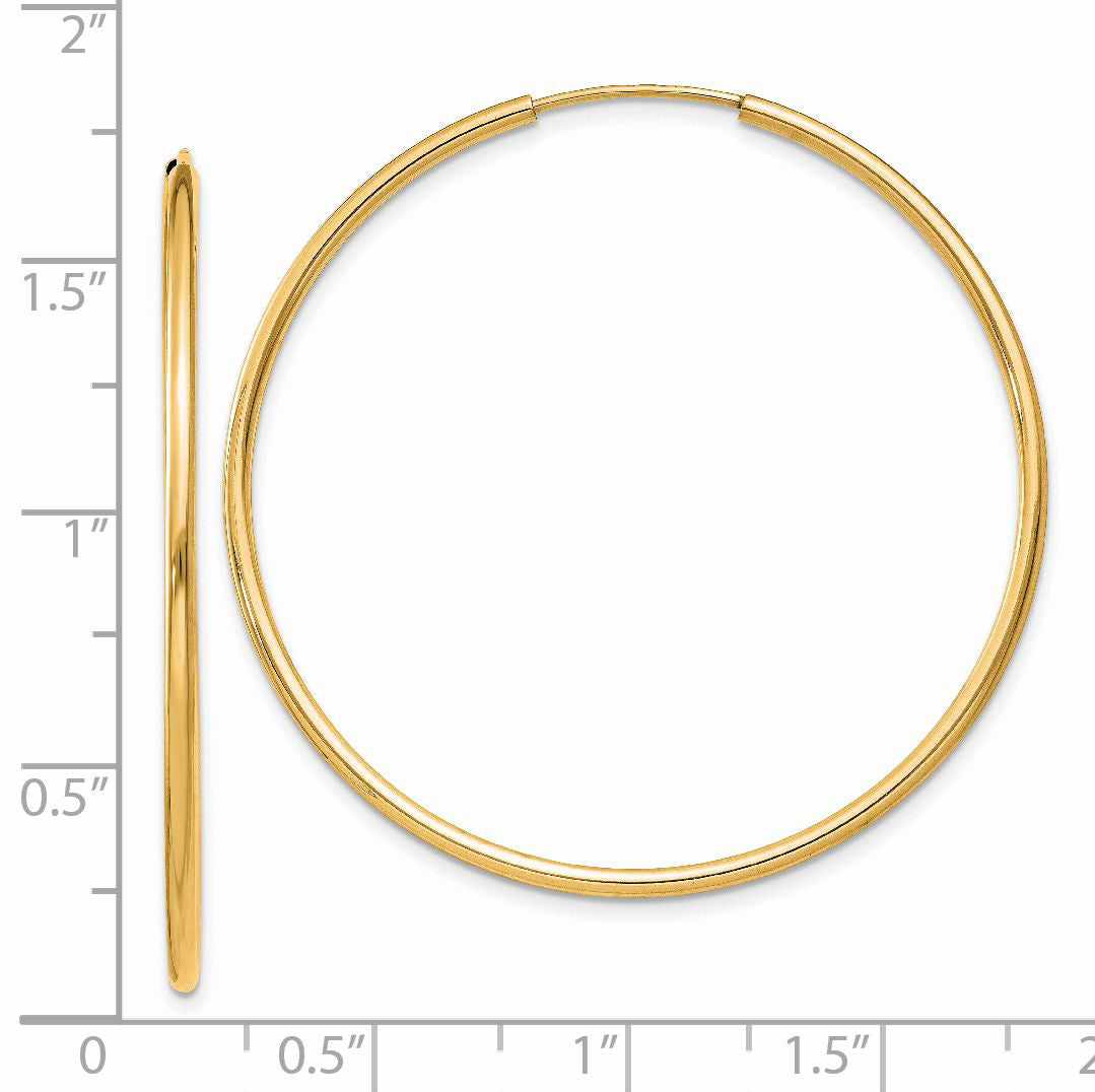 14k 1.5mm Polished Round Endless Hoop Earrings