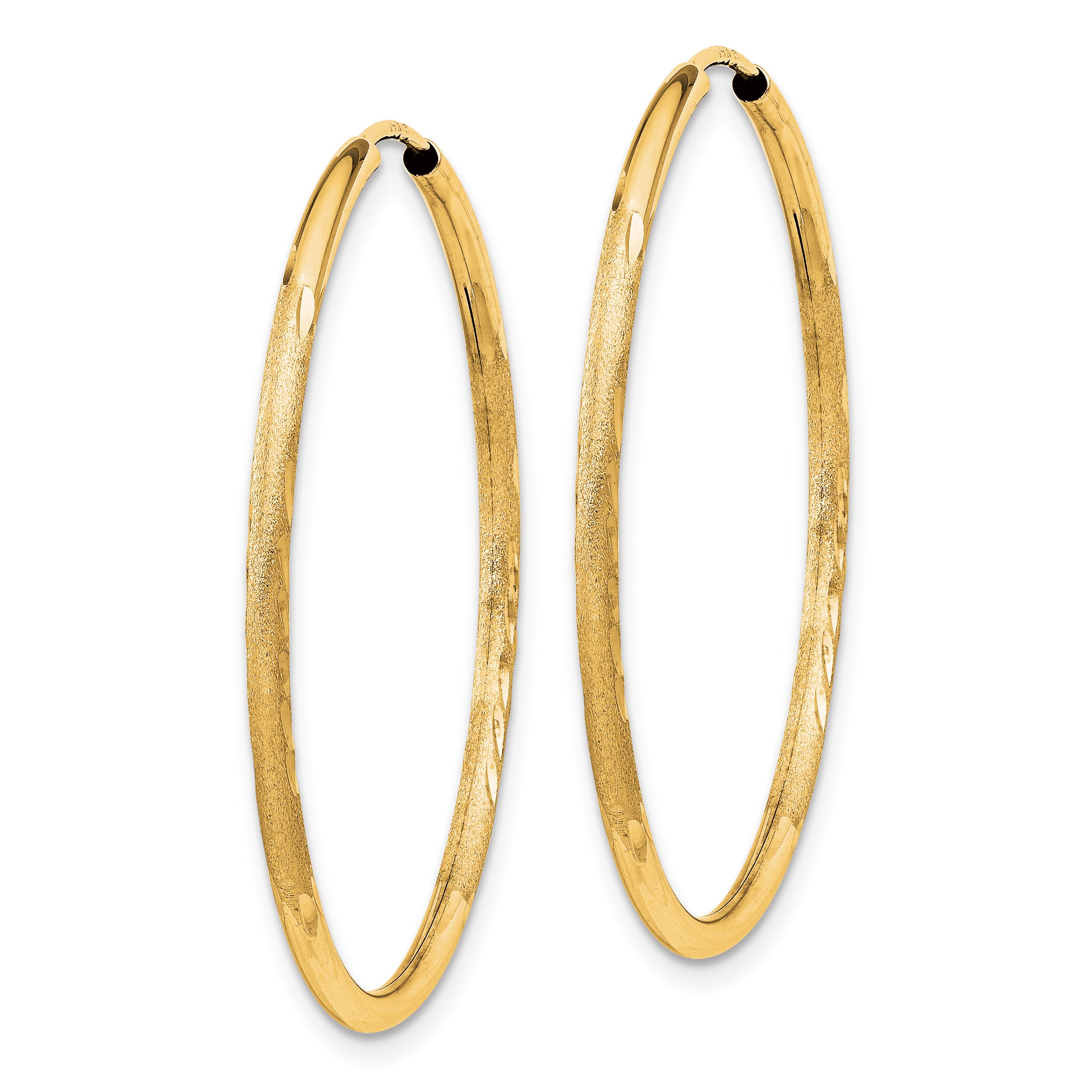 14k 1.5mm Satin Diamond-cut Endless Hoop Earrings