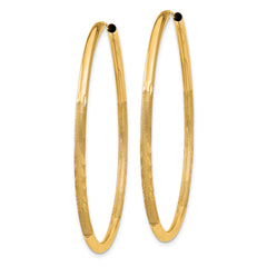 14k 2mm Satin Diamond-cut Endless Hoop Earrings