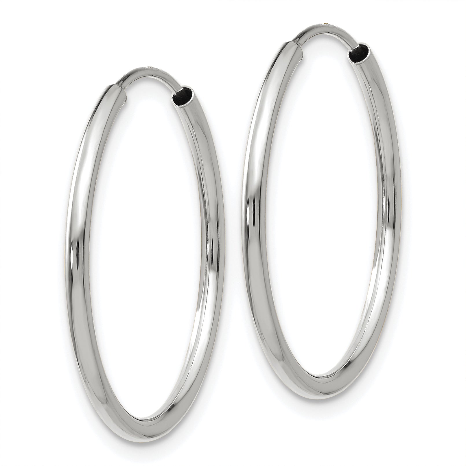 14k White Gold 1.5mm Polished Endless Hoop Earrings