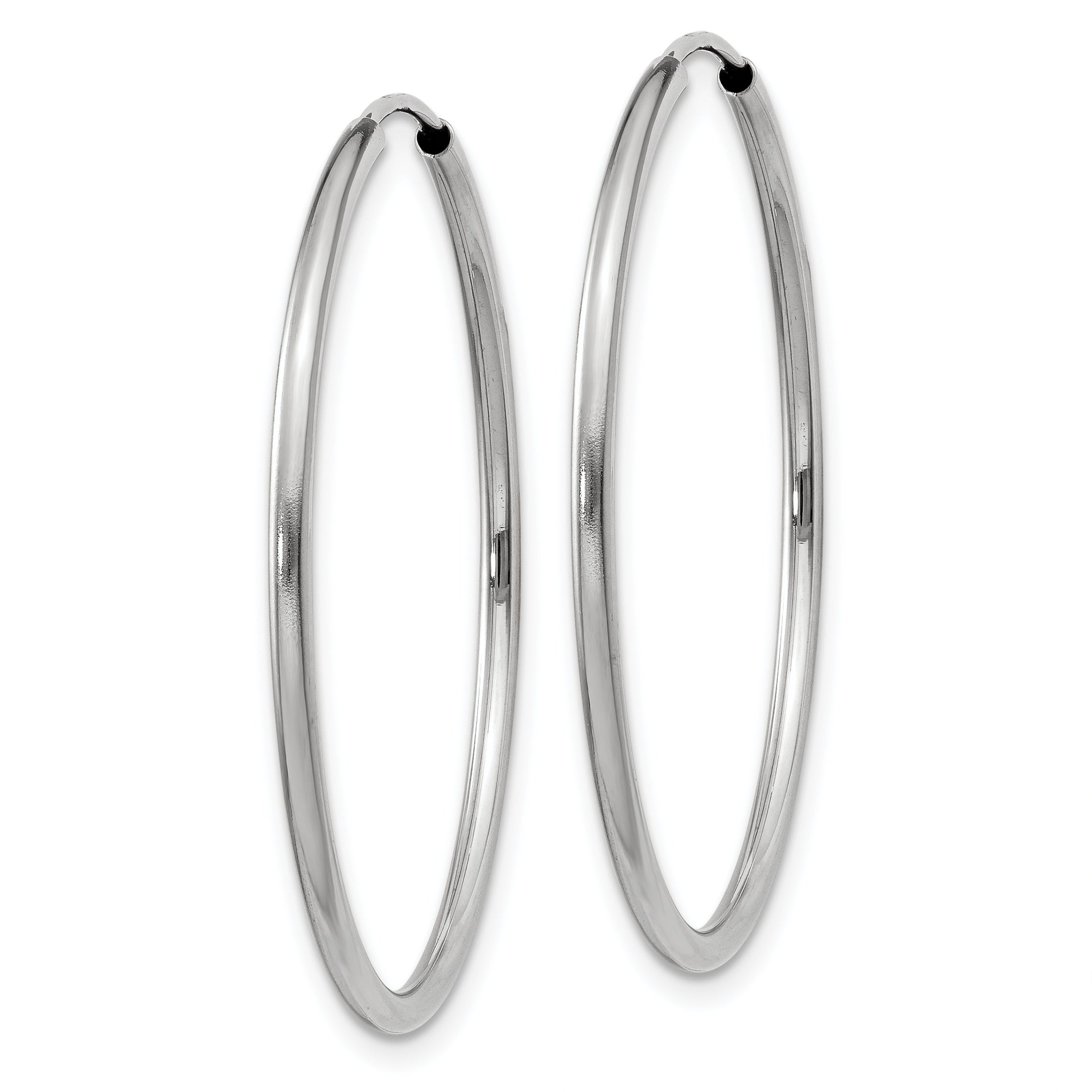 14k White Gold 1.5mm Polished Endless Hoop Earrings