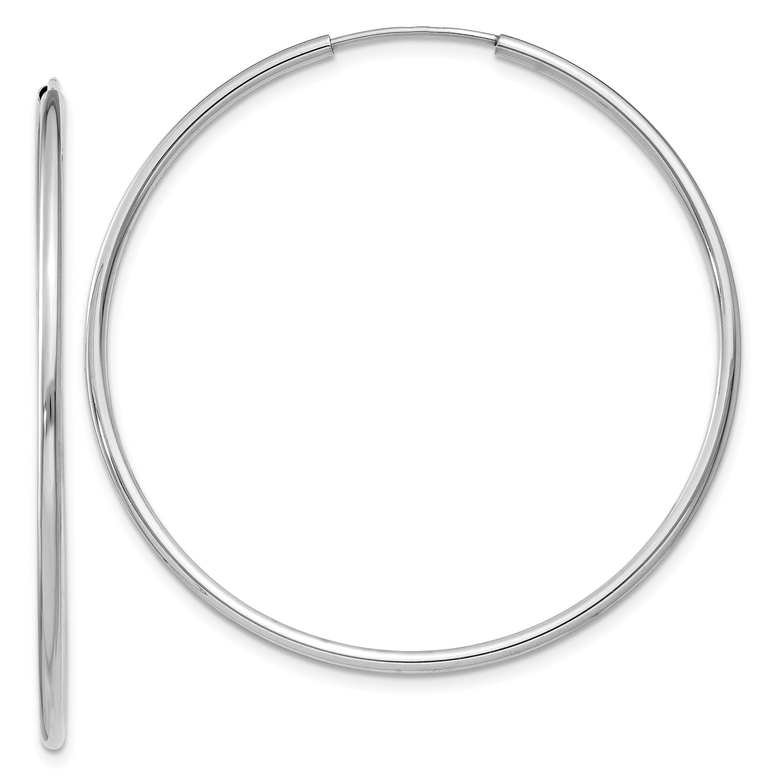 14k White Gold 1.5mm Polished Endless Hoop Earrings