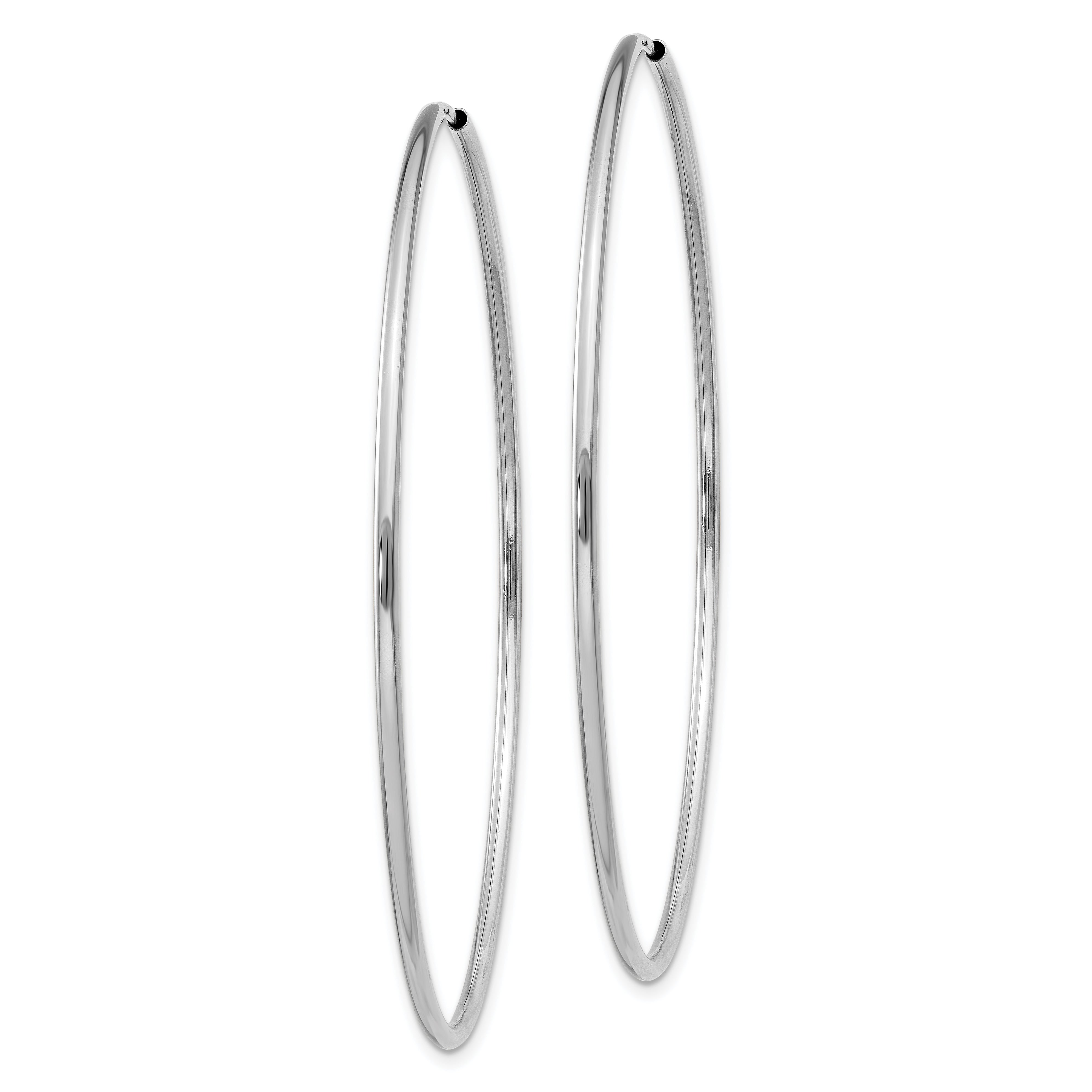 14k White Gold 1.5mm Polished Endless Hoop Earrings