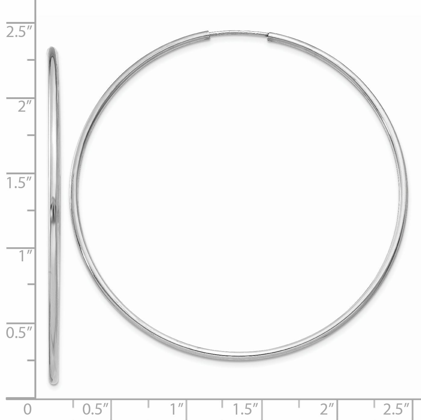 14k White Gold 1.5mm Polished Endless Hoop Earrings