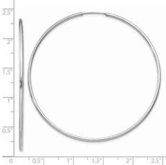 14k White Gold 1.5mm Polished Endless Hoop Earrings