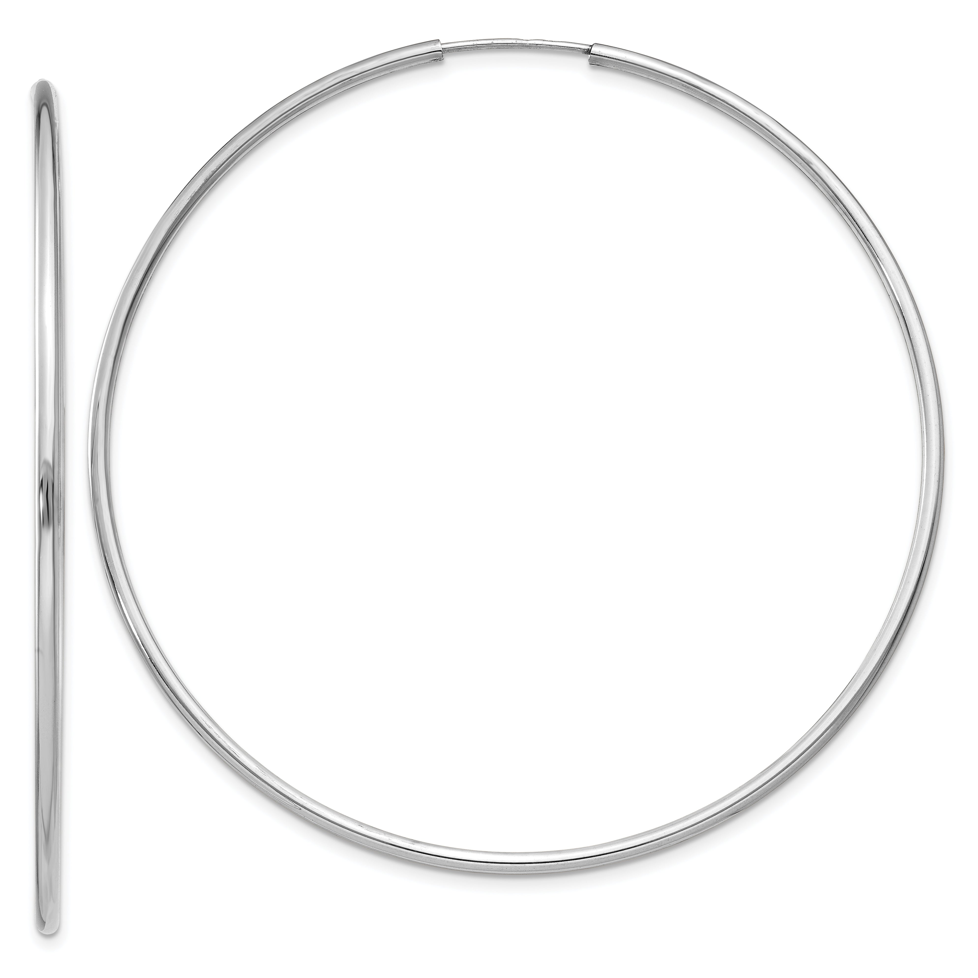 14k White Gold 1.5mm Polished Endless Hoop Earrings