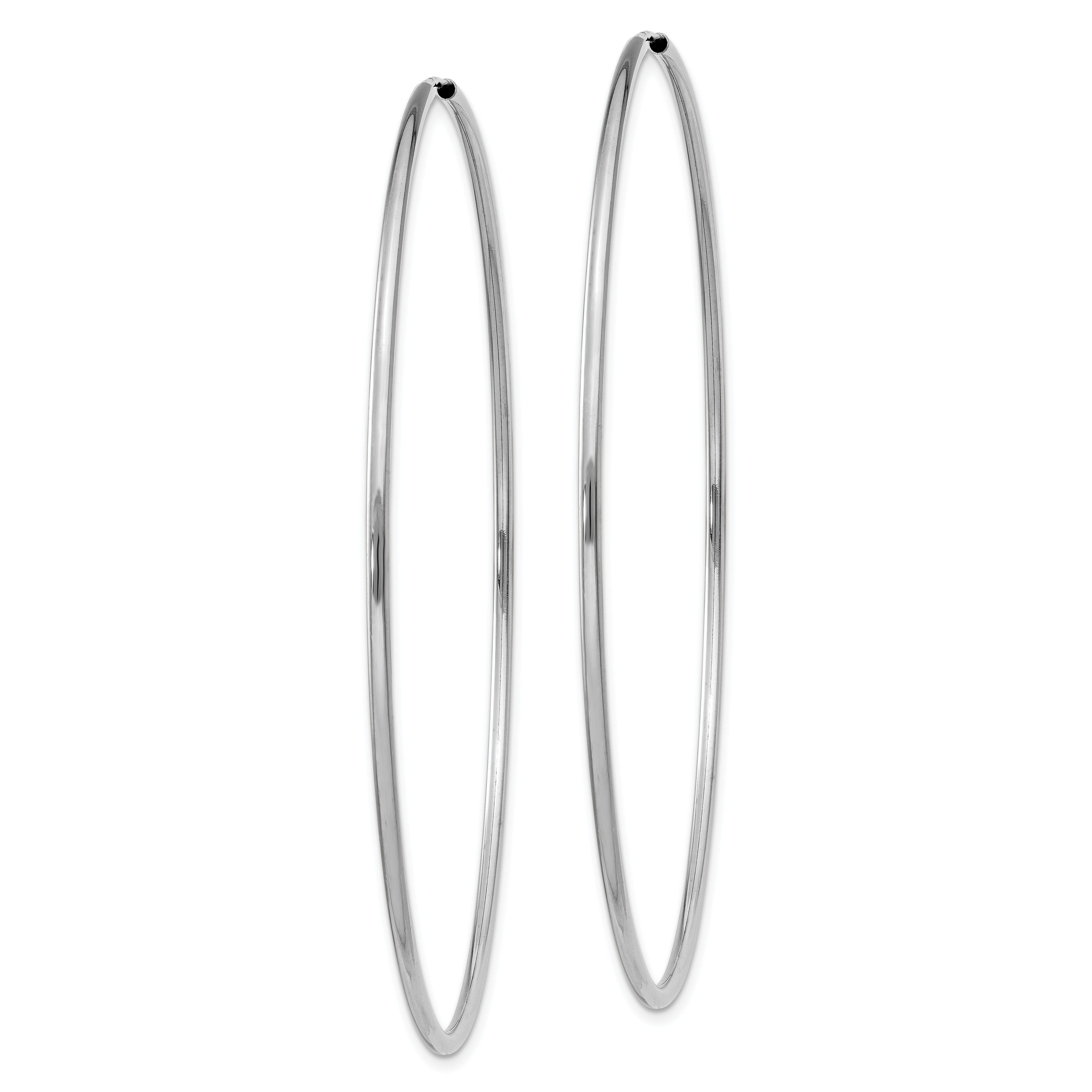 14k White Gold 1.5mm Polished Endless Hoop Earrings