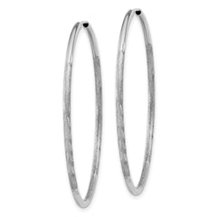 14k White Gold 1.5mm Diamond-cut Endless Hoop Earrings