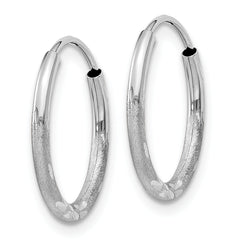 14k White Gold 1.5mm Diamond-cut Endless Hoop Earrings