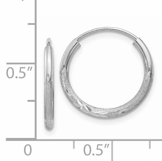 14k White Gold 1.5mm Diamond-cut Endless Hoop Earrings