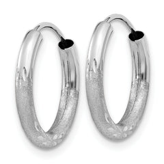 14k White Gold 2mm Diamond-cut Endless Hoop Earrings