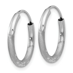 14k White Gold 2mm Diamond-cut Endless Hoop Earrings