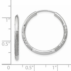 14k White Gold 2mm Diamond-cut Endless Hoop Earrings